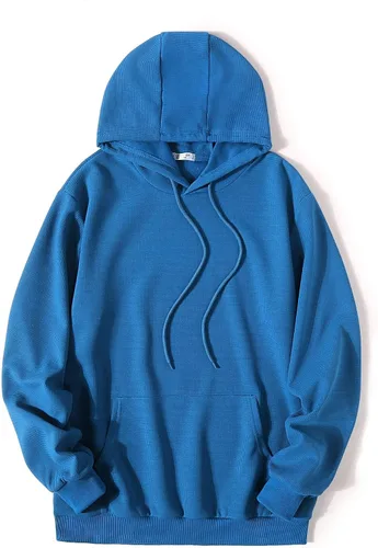 Vista 7 de COOFANDY Sudadera con capucha para hombre, manga larga, casual, con bolsillo, de punto gofre