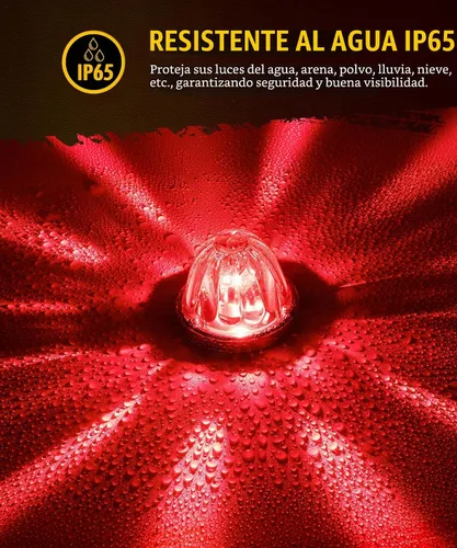 Vista 6 de Partsam 2 piezas de luces de sandía de vidrio [patentado] con lente transparente roja, luces indicadoras de giro LED laterales con bisel de Rojo
