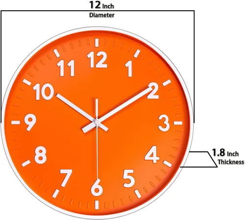 Vista 3 de JENLYSTIME Reloj de pared moderno con número 3D de 12 pulgadas para interiores y exteriores, esfera redonda brillante y colorida, cuarzo silencioso