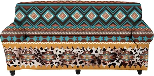 Vista 14 de Forchrinse Funda de sofá con estampado navajo africano para sofá de 1 cojín, funda elástica para sofá, protector de muebles para casa rural, hogar
