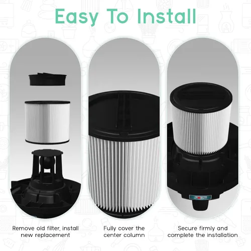 Vista 5 de Filtro de repuesto HEPA 90398 – Paquete de 2 filtros de vacío de cartucho pequeño apto para aspiradora Shop-Vac 90398/118692, 9039800, 903-98