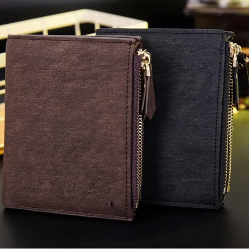 Vista 4 de ZAINJO Carteras para hombres hombres hombres de cuero PU Biflod corto cartera cremallera monedero bolsa casual dinero bolsa Pur