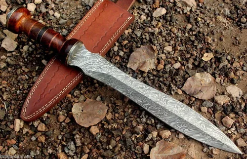 Vista 4 de Espada griega/romana forjada a mano personalizada de acero de Damasco Espada griega/Daga/GLADIOUS Caza Gladiador Espada