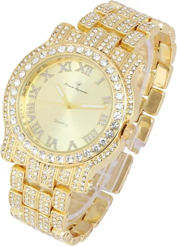 Vista 16 de Charles Raymond Bling-ed Out Ultimate Hip Hop Royalty Reloj para hombre con número romano de fácil lectura o indicadores de tiempo de diamantes