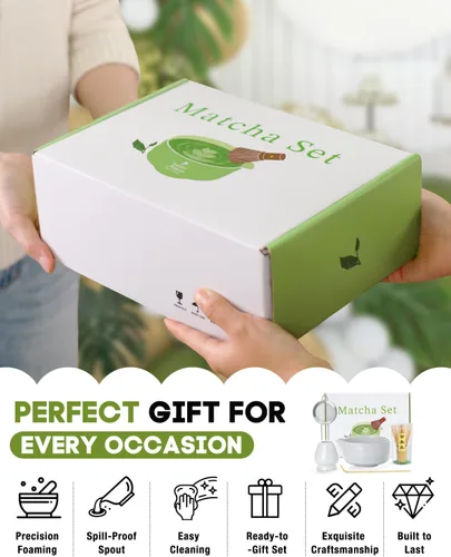 Vista 8 de Juego de batidor de matcha blanco – Juego de 5 piezas incluye chawan de 17 onzas con boquilla, batidor de bambú Chasen con soporte de cerámica