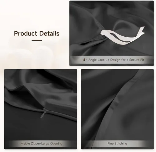 Vista 5 de THXSILK Juego de funda de edredón de seda de morera 100% pura de 3 piezas, ropa de cama de lujo ultra suave de grado 6A+, sábanas de seda
