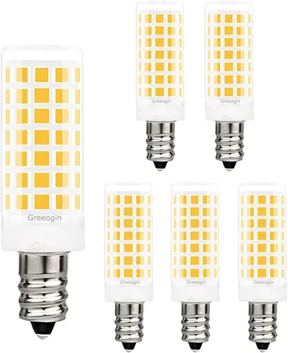 Vista 9 de Bombillas LED E12 C7, equivalente a 5 W equivalentes a bombillas halógenas de 50 W, base de candelabro E12 T4, 2700 K blanco cálido sin parpadeo