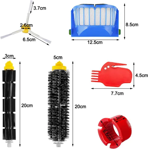 Vista 2 de Energup Accesorio para aspiradora Irobot Roomba serie 500 600 610 620 650, el paquete incluye 3 filtros, 3 cepillos laterales, 1 paquete de cerdas