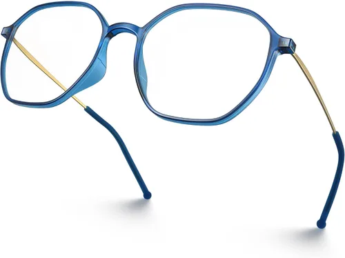 Vista 19 de VISOONE Ultralight Weight Computer Glasses Anti-Slip Silicone Temple Tips 16g TR90 Hexagonal Geomatric Cute Fashion Frame 99% Blue Light Blocking
