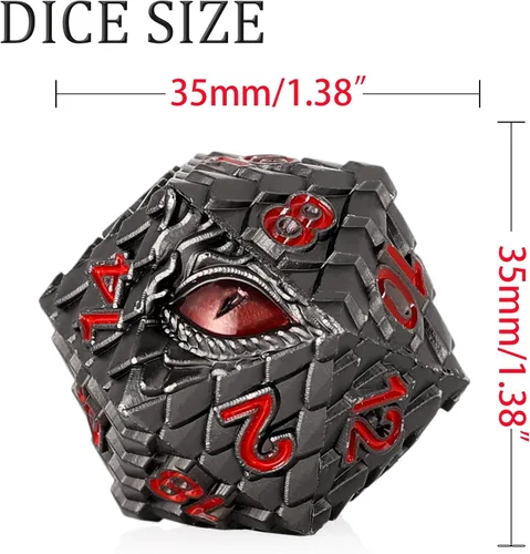 Vista 2 de 1 dado de metal D20 DND – Dados poliédricos gigantes metálicos de 20 caras, dados grandes de 1.378 in de ojo de dragón para juego de mesa