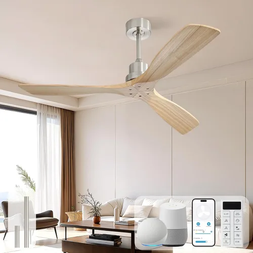 Vista 31 de Sofucor Ventilador de techo de 52 pulgadas con luces y mando a distancia, 3