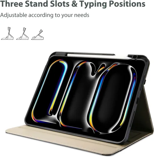 Vista 3 de ProCase Funda de piel sintética para iPad Pro de 11 pulgadas 2025 M5 / 2024 M4 con correa de mano bolsillo frontal, cubierta de soporte de negocios