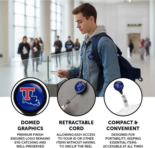 Vista 3 de Desert Cactus Louisiana Tech University - Carrete retráctil para identificación de billetes Bulldogs LA