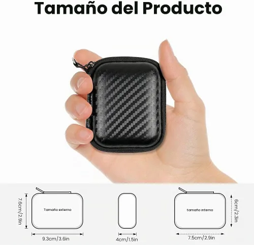 Vista 6 de Funda rígida para auriculares, bolsa de almacenamiento de auriculares de EVA, pequeña bolsa con cremallera compatible con auriculares con cable, JBL