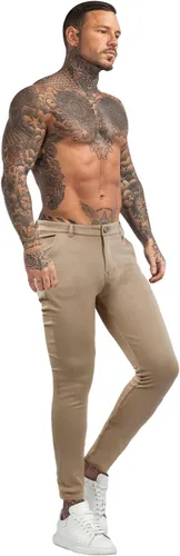 Vista 3 de Pantalones de vestir para hombre, ajustados, elásticos, a cuadros, pierna ajustada