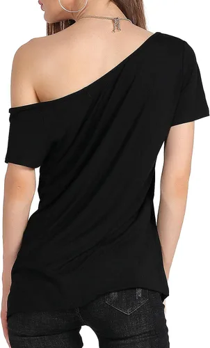 Vista 87 de MAGICMK - Camiseta casual para mujer, con estampado de labios y hombro descubierto, talla extragrande