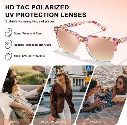 Vista 49 de Carfia Chic - Lentes de sol polarizados para mujer, protección UV400, marco de acetato pulido a mano