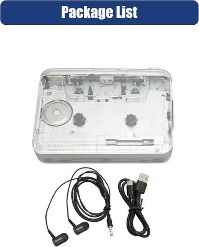 Vista 7 de Zyyini Reproductor de cassette portátil, reproductor de cinta de cassette compacto, función de marcha atrás automática, con conector