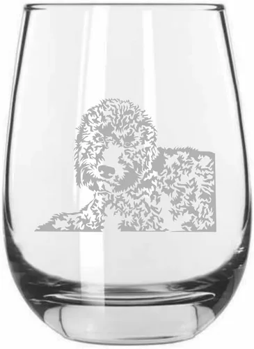 Vista 231 de Shar Pei (chino) - Vaso de vino sin tallo grabado para perro, 15.25 onzas