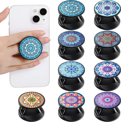 Vista 13 de Honoson 9 Piezas Soporte de Agarre para Teléfono Celular Soporte Plegable Colorido Autoadhesivo Anillo para Dedos de Sublimación para Teléfono