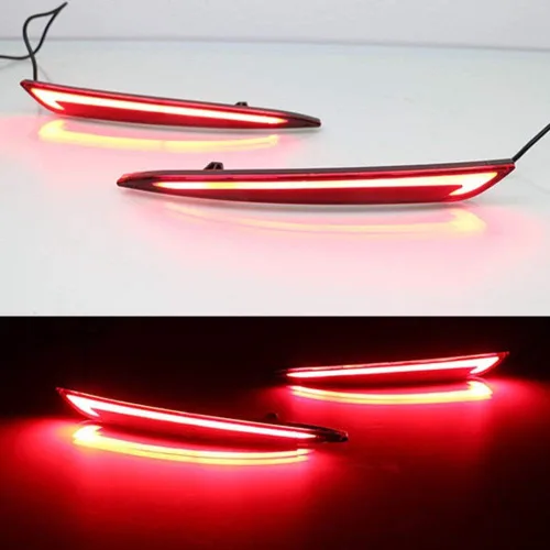 Vista 6 de Luces traseras de freno de señal de giro para parachoques trasero LED óptico 3D rojo para Ford Fusion Mondeo 2013 2014 2015 2016 2017 2018, 2
