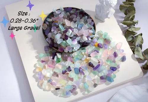 Vista 3 de Paquete de 8.82 onzas de fluorita y 8.82 onzas de cristales de amatista, grava, para acuario, piedras rodadas, piedras trituradas, piezas de cuarzo