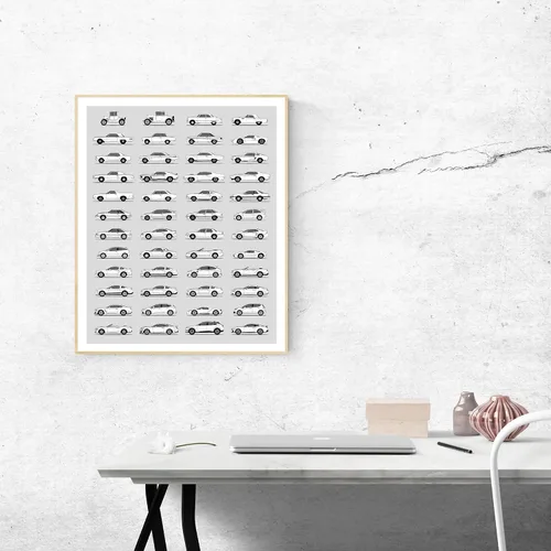Vista 6 de Idea Network Póster hecho a mano compatible con Ford Print Wall Art Decoración hecha a mano de lo mejor de las generaciones de Ford, Historia Ford