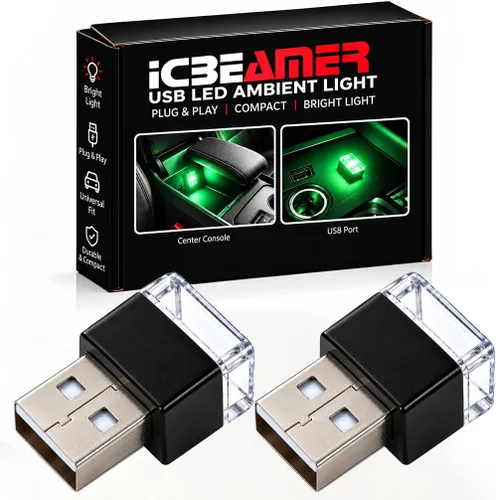 Vista 17 de ICBEAMER Paquete de 1 luz LED USB mini (rojo) Kit de iluminación de acento interior/nano para coche, enchufe directo, iluminación ambiental
