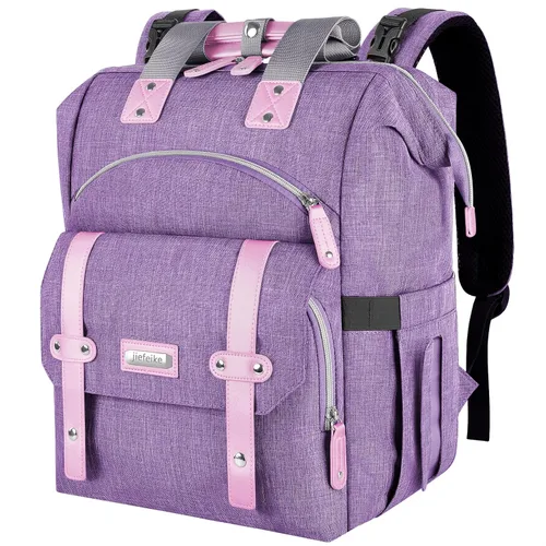 Vista 10 de Jiefeike Mochila para pañales para bebés, niños y niñas, bolsas de pañales portátiles para bebé, mochila para papá y mamá, bolsa de pañales
