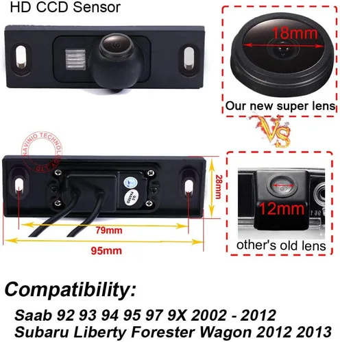 Vista 3 de Super HD cámara de vehículo 1280x720 píxeles 1000 líneas de TV impermeable vehículo vehículo retrovisor cámara de respaldo 170° cámara inversa
