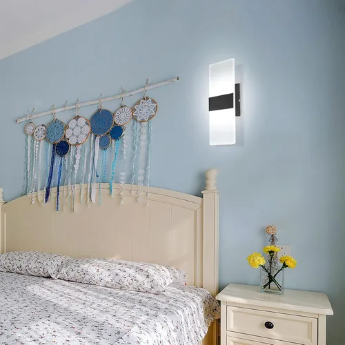 Vista 6 de TRLIFE Apliques de pared regulables, juego de 2 apliques de pared modernos con cableado integrado, luces montadas en la pared de 12W, 6000K, LED