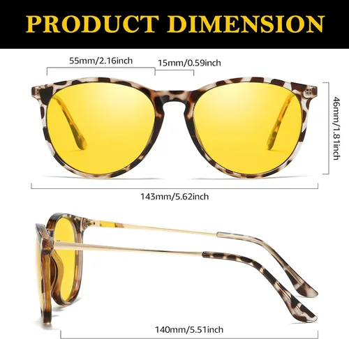 Vista 3 de TJUTR Lentes de conducción de visión nocturna para mujeres y hombres, lentes amarillas polarizadas que reducen el deslumbramiento, seguridad