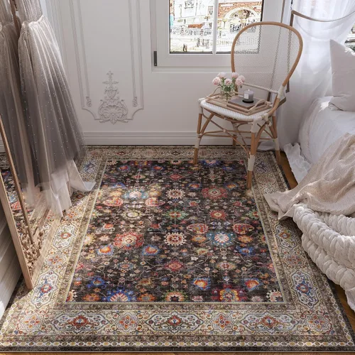 Vista 115 de Rugcomf Alfombra de Entrada de 2'x3' - Patrón Paisley, Tapete para Puerta de Entrada Interior, Floral Vintage, Lavable a Máquina, Alfombra