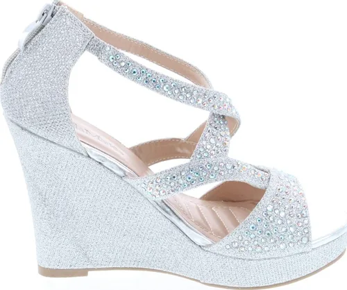 Vista 6 de Bella Marie Santo - Sandalias de cuña para mujer con diamantes de imitación de 4.25 pulgadas, Champán