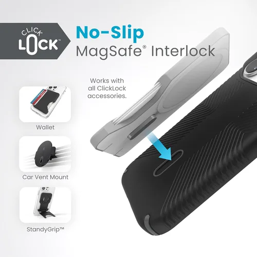 Vista 4 de Funda MagSafe Speck para iPhone 15 Pro - Protección contra caídas y de cámara, ClickLock antideslizante, compatible con carga inalámbrica, se adapta