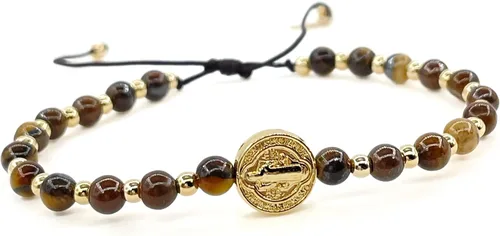 Vista 38 de St Benedict Coin and Natural Round Red Coral Beads Adjustable Bracelet for Women