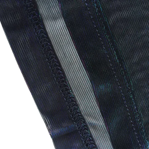 Vista 6 de LOTUYACY Camiseta sexy de malla brillante metálica para mujer, manga corta, malla transparente, Brillo metálico.