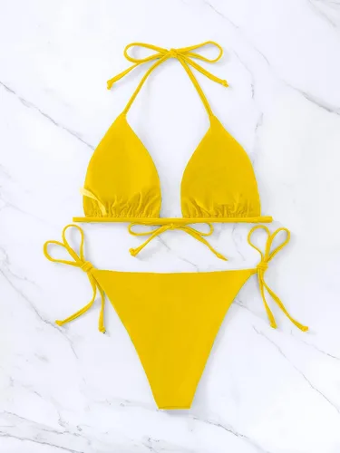 Vista 66 de Rajputana Conjunto de bikini para mujer, traje de baño brasileño de dos piezas con tanga