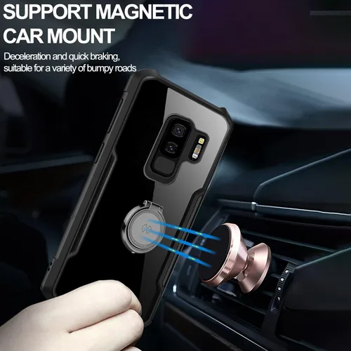 Vista 3 de Funda para teléfono Samsung Galaxy S9 Plus, soporte con soporte de anillo de 360 ° Soporte de coche protector a prueba de golpes, funda protectora