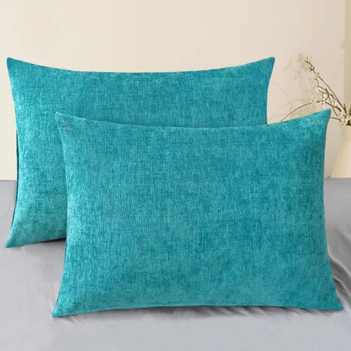 Vista 73 de CaliTime - Paquete de 2 fundas de almohada acogedoras para sofá, decoración del hogar, felpilla suave teñida sólida, 16 x 16 pulgadas, marrón Marrón