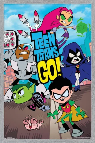 Vista 9 de Trends International DC Comics Teen Titans Go! - Póster de pared grupal, 22.4 pulgadas de largo x 14.7 pulgadas, versión enmarcada en madera