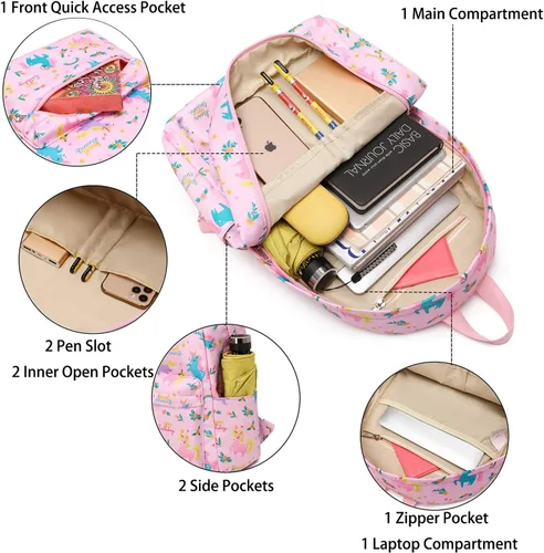 Vista 4 de YCBB Mochilas para niños para escuela, juego de mochilas ligeras para preescolar, jardín de infantes, escuela primaria, mochilas para niñas y niños