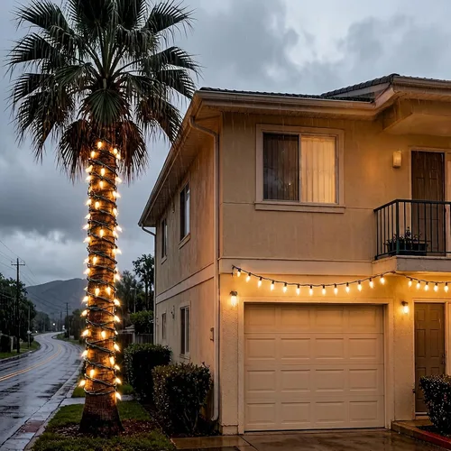 Vista 6 de Guirnalda de 100 Luces LED Blanco Cálido de Cable Verde para Navidad, con Certificación UL y Cadena de Iluminación Decorativa Comercial de 35 Pies