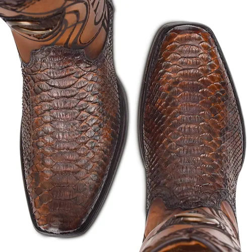 Vista 7 de Cuadra Botas Western para hombre en piel auténtica pitón, 1J1NPH
