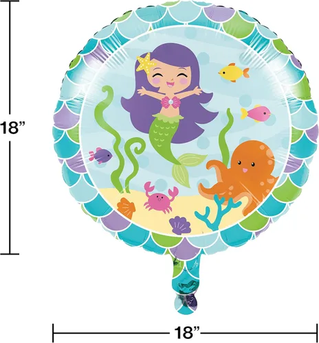 Vista 2 de Creative Converting Globo de aluminio Mermaid Friends, talla única, multicolor
