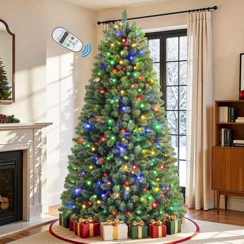 Vista 10 de Alupssuc Árbol de Navidad artificial preiluminado clásico de abeto de 5
