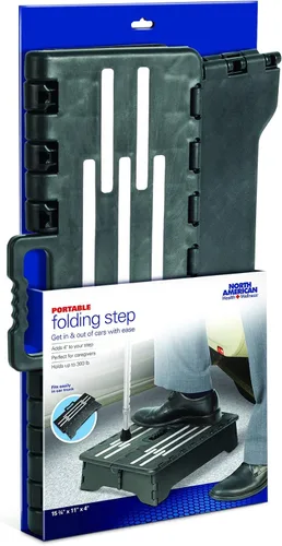Vista 7 de North American Health + Wellness Escalón plegable portátil, taburete antideslizante de 4 pulgadas con asa, negro