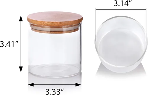 Vista 2 de JUVITUS Paquete de 6 tarros de vidrio transparente de 10 onzas con tapa de bambú