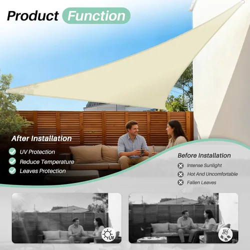 Vista 55 de SunnyRoyal Toldo parasol triangular de 8 x 8 x 8 pies con bloqueo UV, para patio, jardín, piscina (turquesa)
