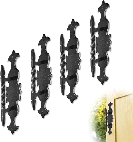 Vista 24 de Tirador o manija decorativa de hierro forjado a mano de 4.5 pulgadas Serie Farmhouse Acabado negro para cofres, armarios, baúles y puertas